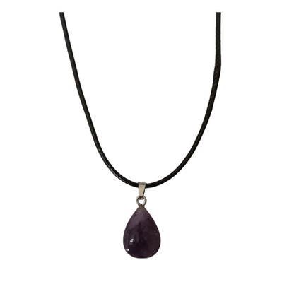 Earth Stone Collection - Teardrop Amethyst Stone Necklace