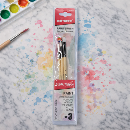 Motarro Paint Brushes - 3 Piece Set - Light Brown