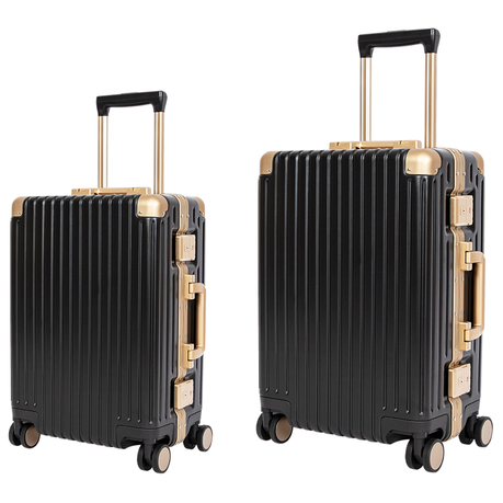Classic Aluminum Frame Travel Suitcase - 20" + 22" - White