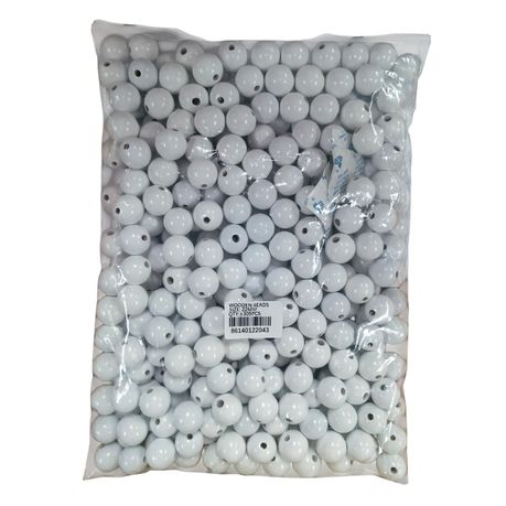 Wooden Beads - +- 1KG Pack - 6mm White