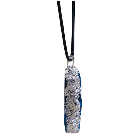 Earth Stone Collection - Silver Frame Geode Crystal Necklace - Green