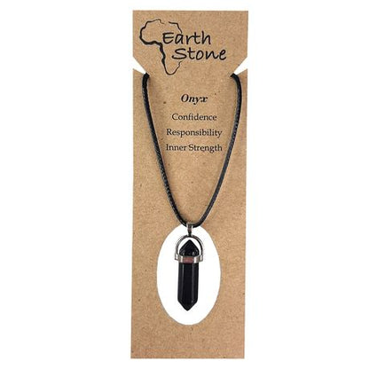 Earth Stone Collection - Bullet Onyx Crystal Stone Necklace