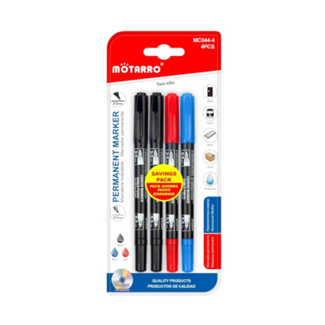 Motarro Permanent Marker Double Sided 0.5mm And 2-3mm 4PCS