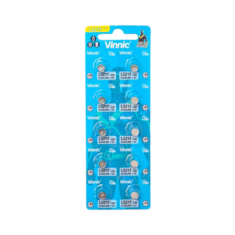 Vinnic AG0 / LR521 Alkaline Button Cell Battery 1.5V - 10 Pack