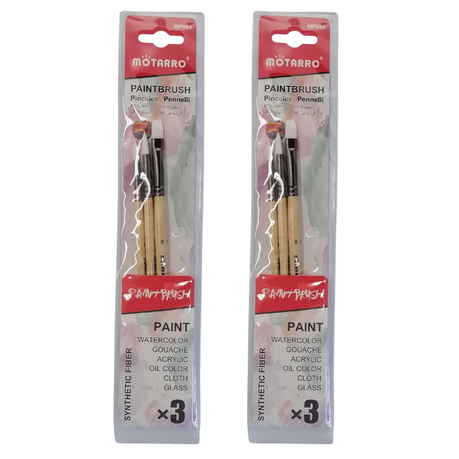 Motarro Paint Brushes 3PC - 2 Pack - Light Brown