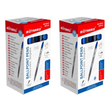 Motarro Ballpoint Pen 1.0mm 50PCS - 2 Pack - Black