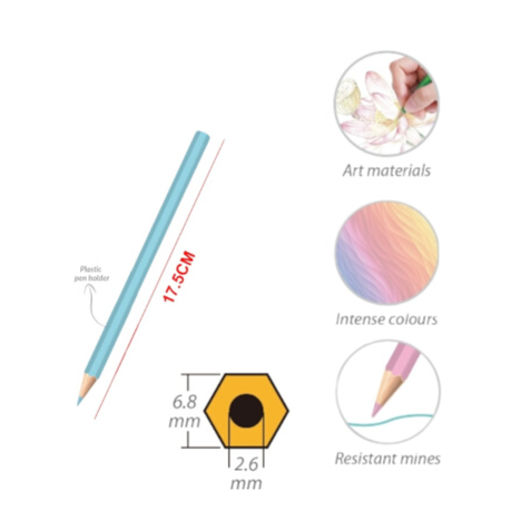 Motarro Colour Pencils -12 Colours - Pastel Colours