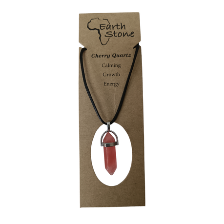 Earth Stone Collection - Bullet Cherry Quartz Crystal Stone Necklace