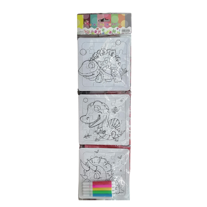 Puzzle 3-piece Strip Colouring with Markers - Space
