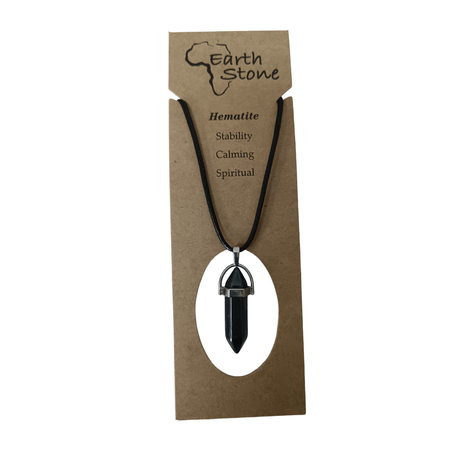 Earth Stone Collection - Bullet Hematite Crystal Stone Necklace