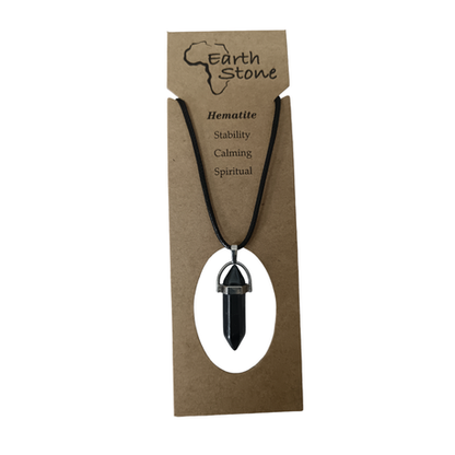 Earth Stone Collection - Bullet Hematite Crystal Stone Necklace