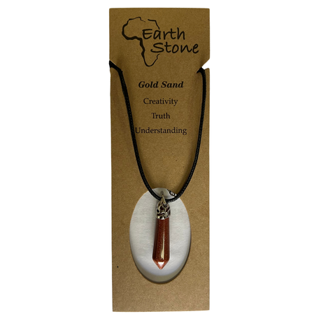 Earth Stone Collection - Ice Drop Gold Sand Crystal Stone Necklace