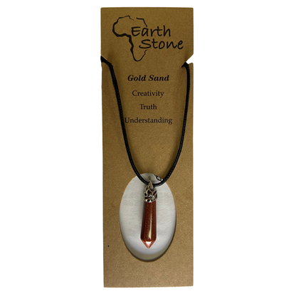 Earth Stone Collection - Ice Drop Gold Sand Crystal Stone Necklace