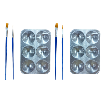 Motarro Paint Palette 6-Grid Metallic Rectangle - 2 Pack