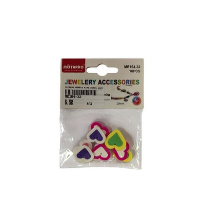 Motarro Hearts Fimo Beads - Assorted Colour Polymer Beads (10 Pieces)
