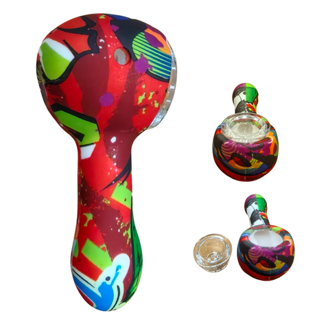 Silicone Rasta Pipe - Hydrodipped - 50 Pack