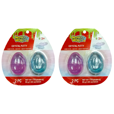Crystal Egg Putty Slime - 2 Sets of Pink and Blue Slime in Crystal Shells
