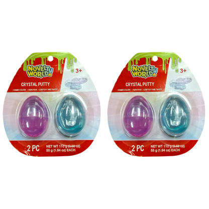 Crystal Egg Putty Slime - 2 Sets of Pink and Blue Slime in Crystal Shells