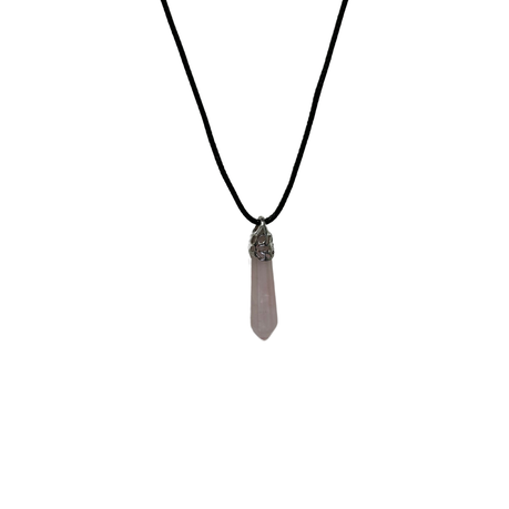 Earth Stone Collection - Ice Drop Rose Quartz Crystal Stone Necklace