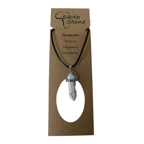 Earth Stone Collection - Bullet White Turquoise Crystal Stone Necklace