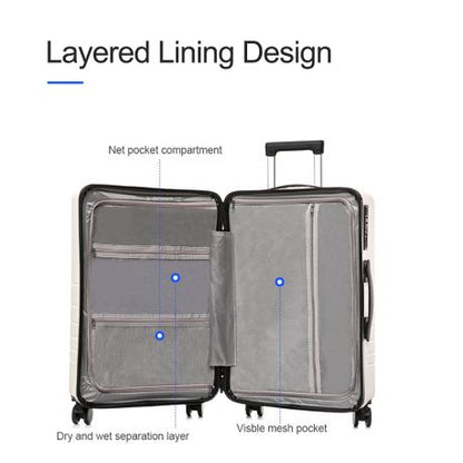 Multifunctional Smart Carry-On 20" Suitcase and Cosmetic Suitcase Set - Pink