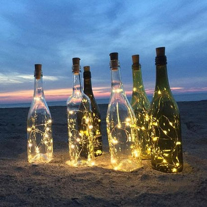 Decor Glass Bottle With Led String Lights - 2 Pack