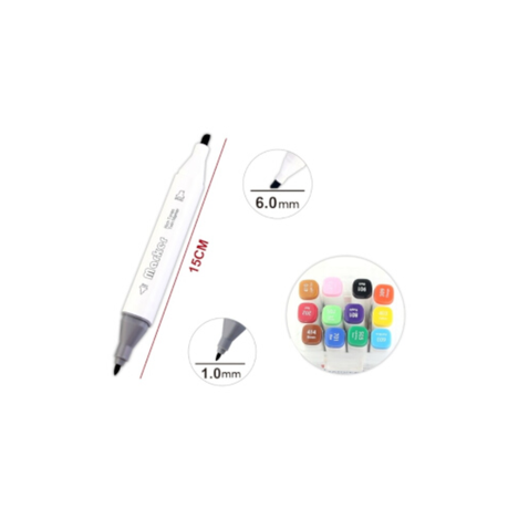 Motarro Double Tip Marker 6.0mm And 1.0mm - 12 Colours
