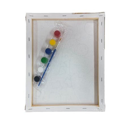 Printed Canvas with Paint Set - 24 × 30 cm - Whale