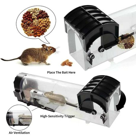 2-Pack Eco Plastic Humane Mouse Trap, Reusable Safe Live Catch Cage