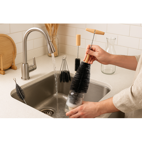 Glass Bottle Cleaning Brush Set - 1 Large + 5 Small Brushes