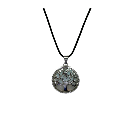 Earth Stone Collection - Silver Tree of Life Opal Crystal Necklace