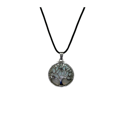 Earth Stone Collection - Silver Tree of Life Opal Crystal Necklace