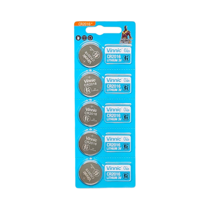 Vinnic CR2016 Lithium Coin Cell Battery 3V - 5 Pack