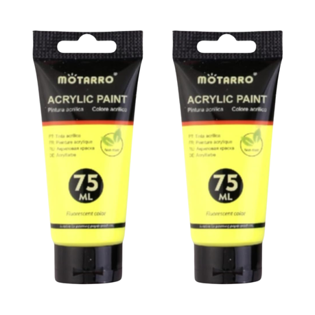 Acrylic Fluorescent Paint 75ml - 2 Pack - Yellow