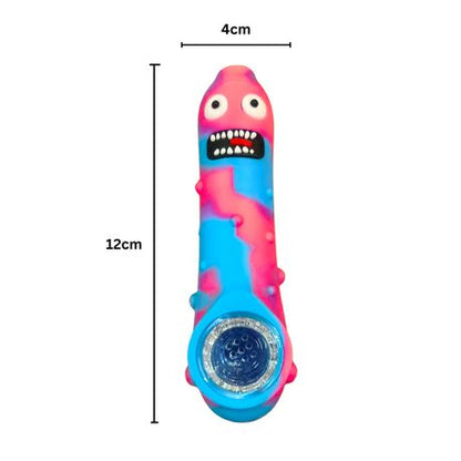 Silicone Rasta Pipe - Pickle Rick - Red, Green