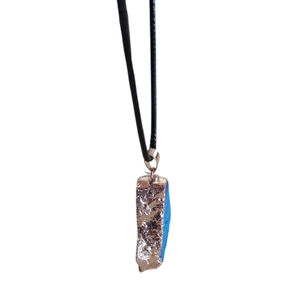 Earth Stone Collection - Gold Frame Geode Crystal Necklace - Pink