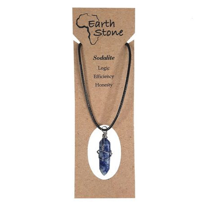 Earth Stone Collection - Wire Wrapped Sodalite Stone Necklace