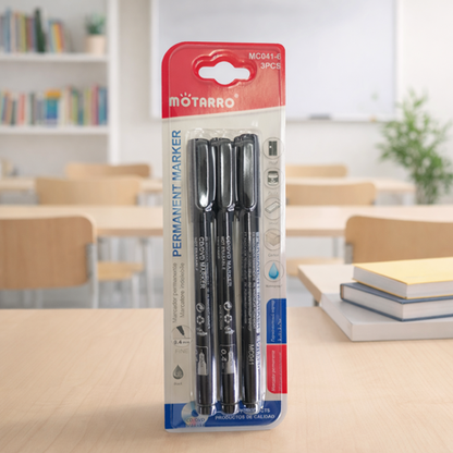 Motarro Permanent Marker 3 Piece Set - 2 Pack - Black 3.0mm