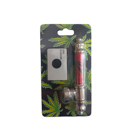 Rasta Pipe 10cm & 4 Piece Grinder Gold Bar - Yellow