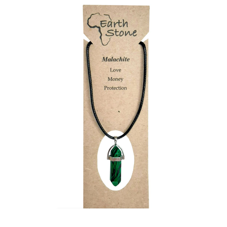 Earth Stone Collection - Malachite Bracelet And Bullet Necklace Set
