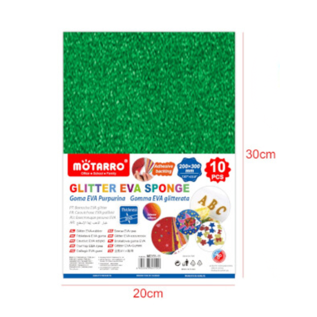 Motarro Eva Sponge A4 10 Pieces - Green Glitter