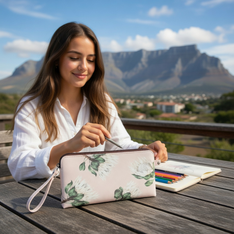 Protea Pencil Bag - White And Green