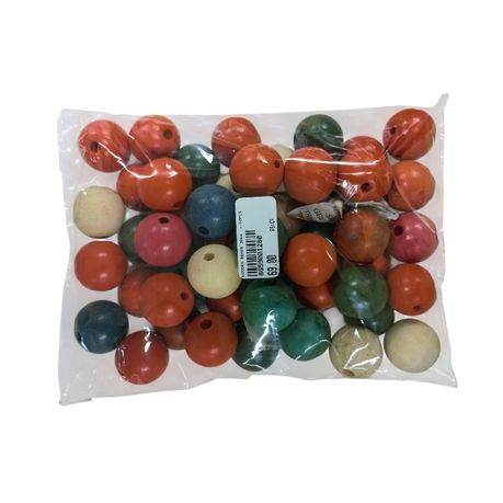 Wooden Beads - Mixed Colors - 30mm +- 50 Pieces