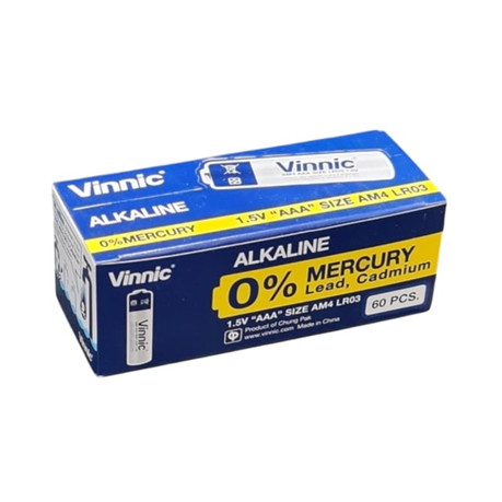 Vinnic Alkaline AAA Battery 1.5V - Box of 60