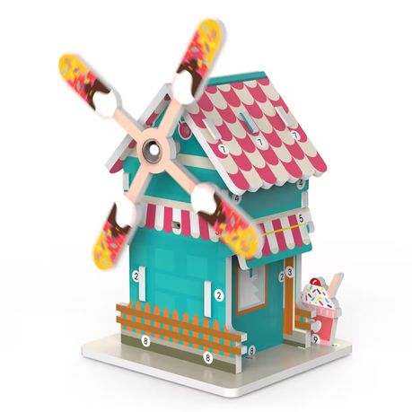Wooden Windmill Puzzle Kit - Buildable Motorized Windmill
