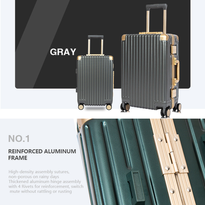 Classic Aluminum Frame Travel Suitcase - 20" and 26" - Grey