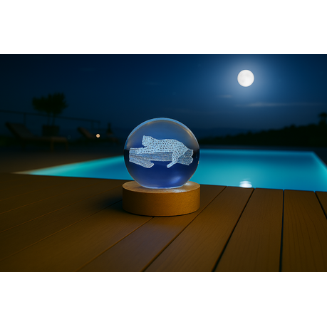 Small Crystal Ball Lamp with 3D Engraving and Luminous Base - Leopard