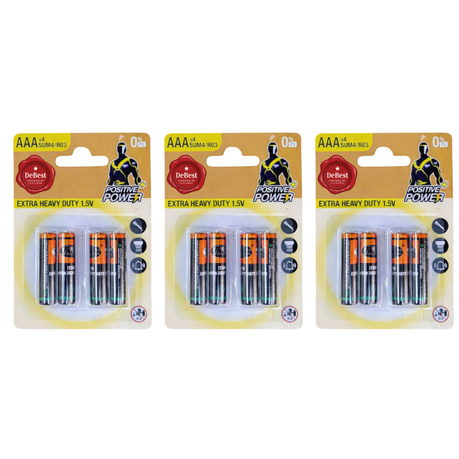 Debest Zinc Chloride AAA Battery 1.5V 4PC - 3 Pack
