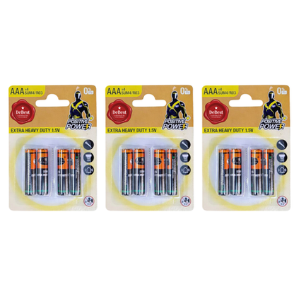 Debest Zinc Chloride AAA Battery 1.5V 4PC - 3 Pack