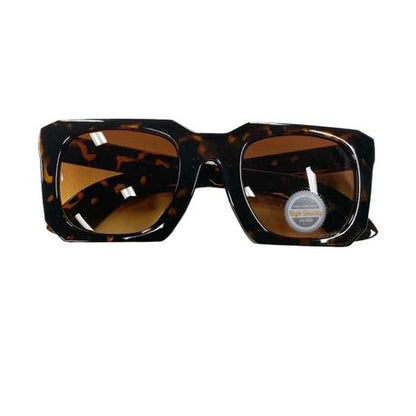 Solar X Square Sunglasses with Gradient Yellow Lens UV400 - Matte Brown